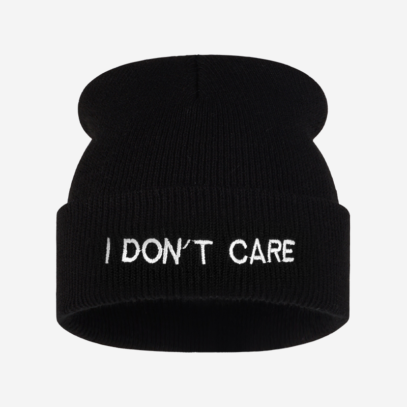 Beanie Cuffed Knit - I DON'T CARE Topi Rajut Berlipat,