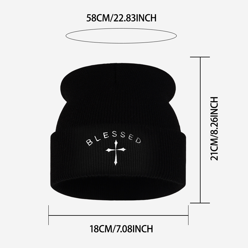 Topi Rajut Bersulam Salib, Top - Beanie Cuffed Knit ulasan dan harga