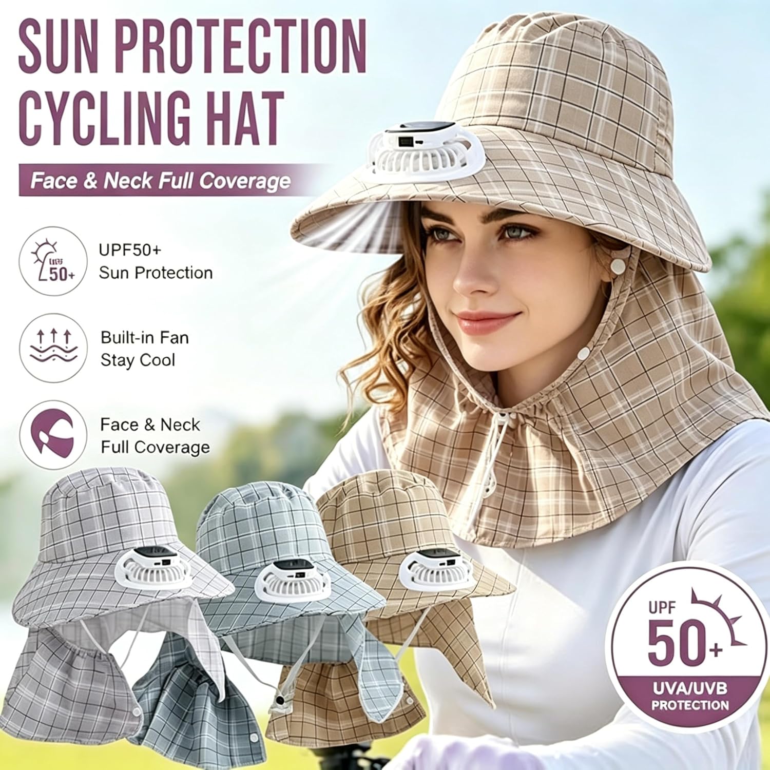 1PC Topi Kipas Pelindung Leher - Visor Sun Hat ulasan dan harga